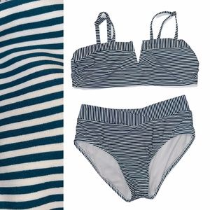 High Waist Women's M/L Bandeau Teal Swim Bikini